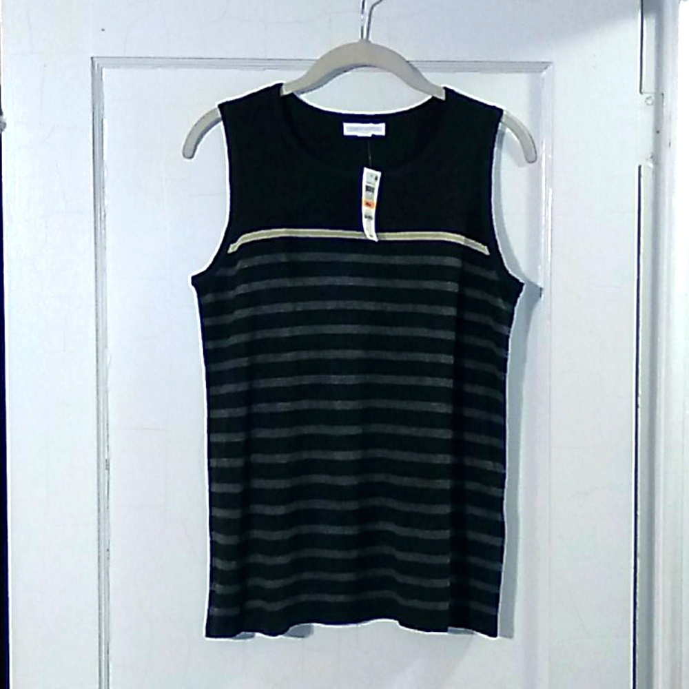 Charter Club Grey Striped Sweater Shell
